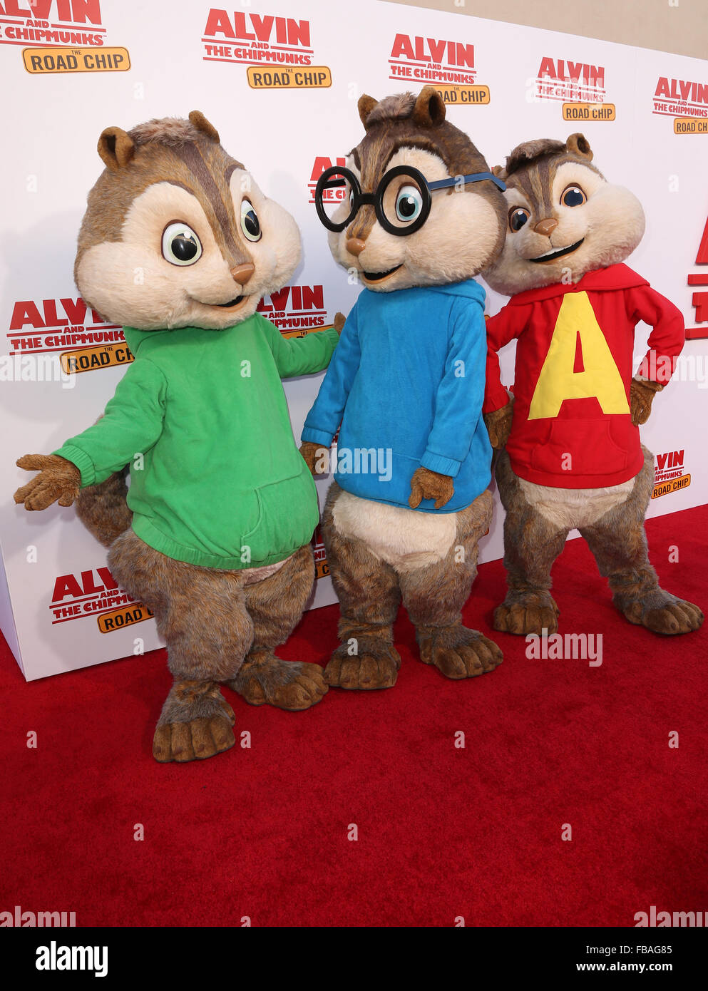 'Alvin and the Chipmunks: The Road Chip' premiere at the Darryl F. Zanuck Theatre  Featuring: Atmosphere Where: Los Angeles, California, United States When: 12 Dec 2015 Stock Photo