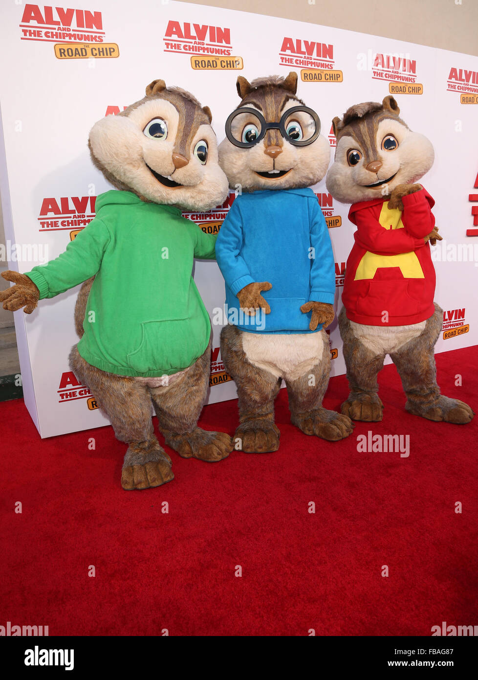 'Alvin and the Chipmunks: The Road Chip' premiere at the Darryl F. Zanuck Theatre  Featuring: Atmosphere Where: Los Angeles, California, United States When: 12 Dec 2015 Stock Photo