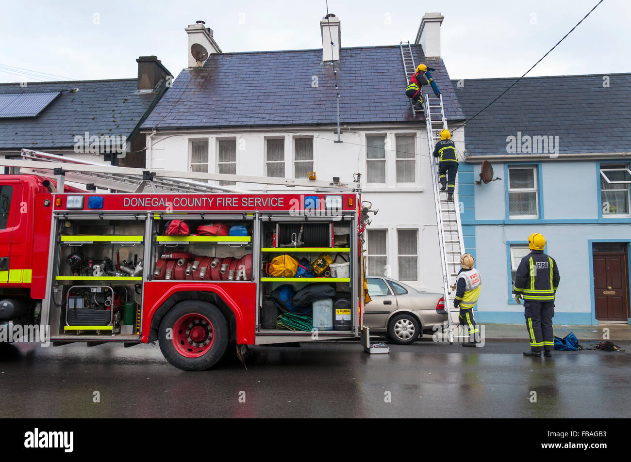 Donegal County Fire Service attend to a chimney fire in Ardara, County