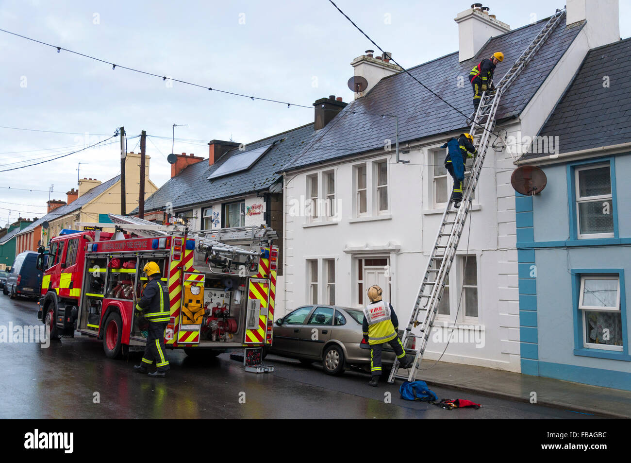 Donegal County Fire Service attend to a chimney fire in Ardara, County