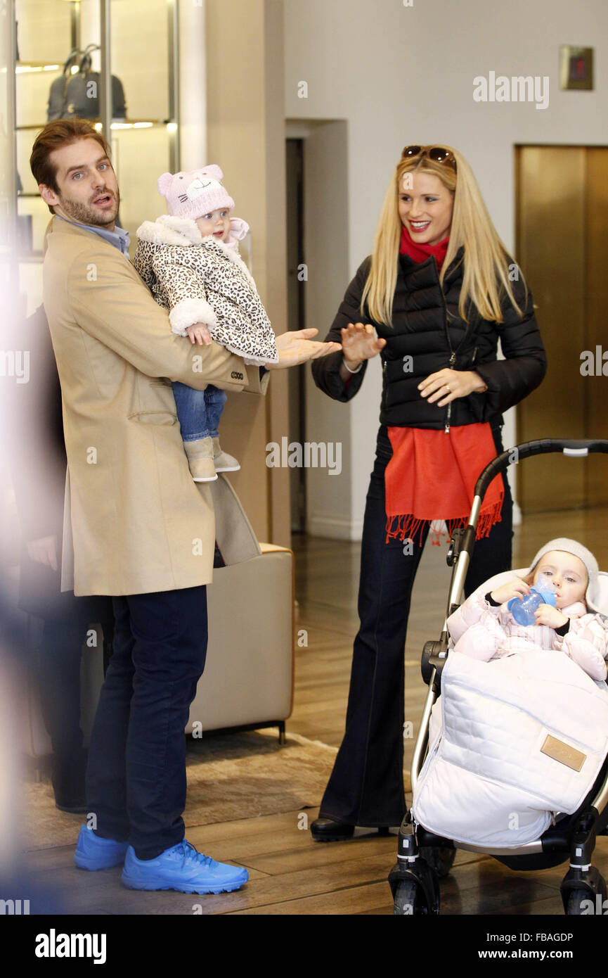 Michelle Hunziker, Tomaso Trussardi, and their daughters Sole and