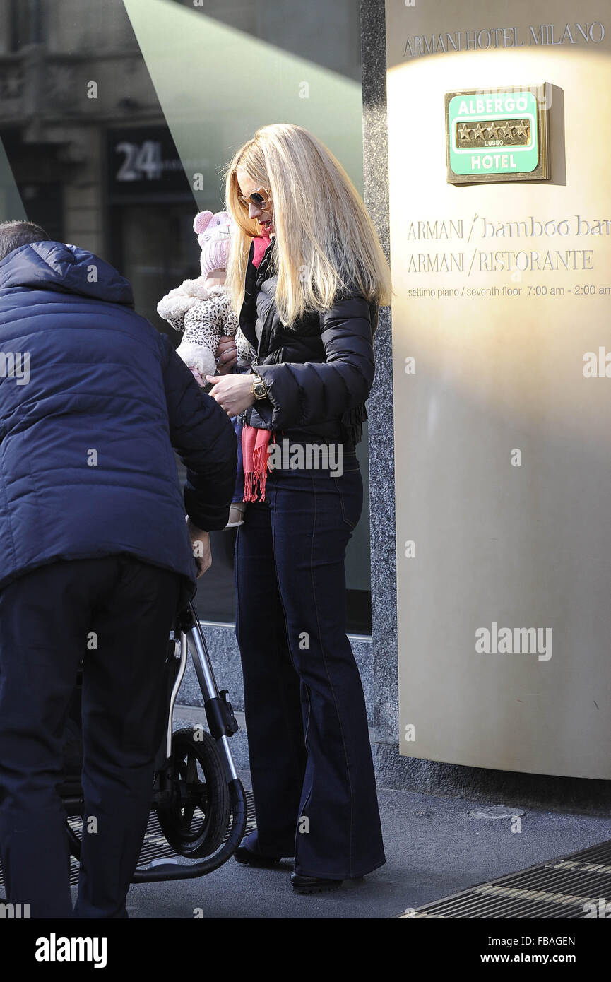 Michelle Hunziker, Tomaso Trussardi, and their daughters Sole and