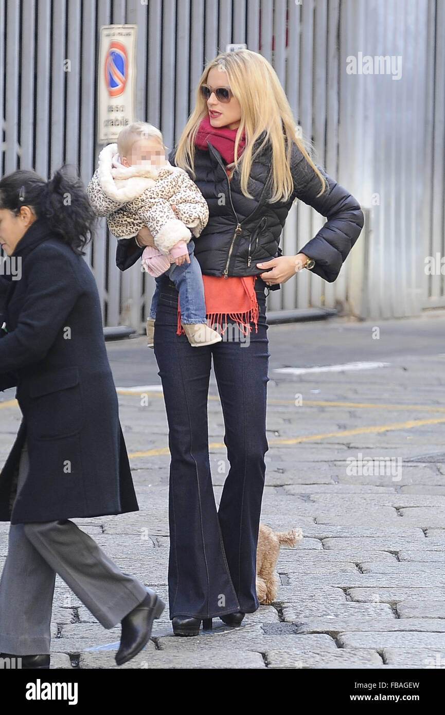 Michelle Hunziker, Tomaso Trussardi, and their daughters Sole and