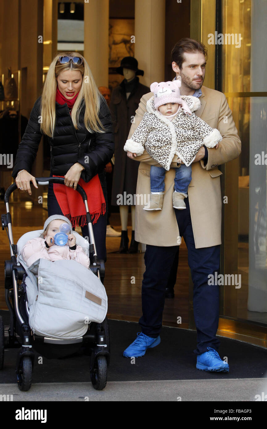 Michelle Hunziker, Tomaso Trussardi, and their daughters Sole and