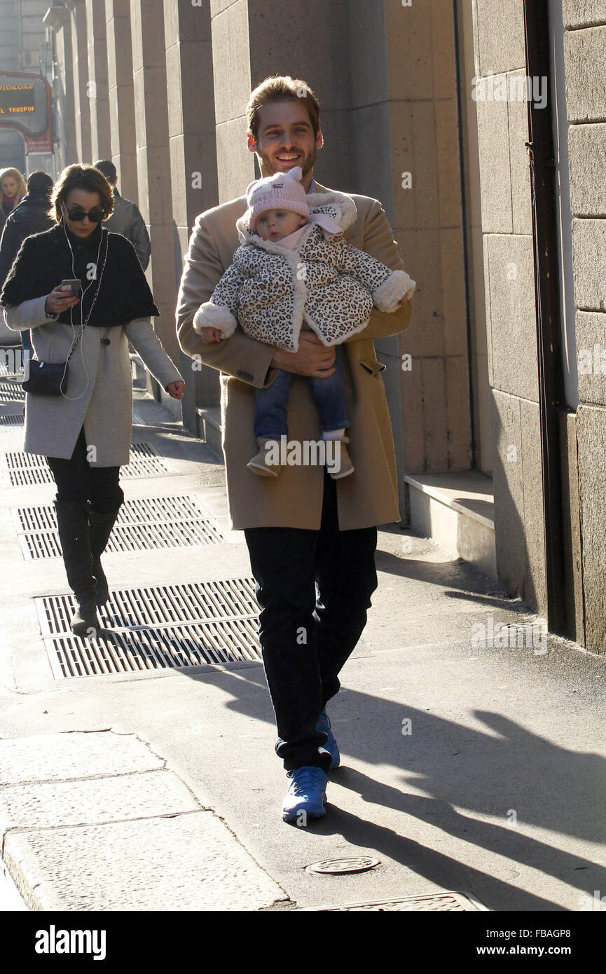 Michelle Hunziker, Tomaso Trussardi, and their daughters Sole and