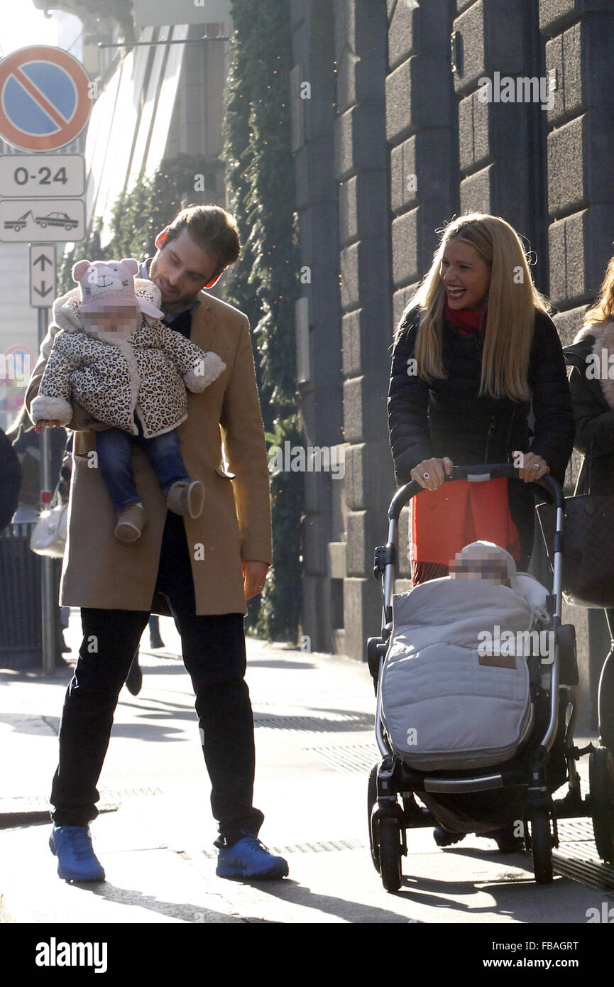 Michelle Hunziker, Tomaso Trussardi, and their daughters Sole and