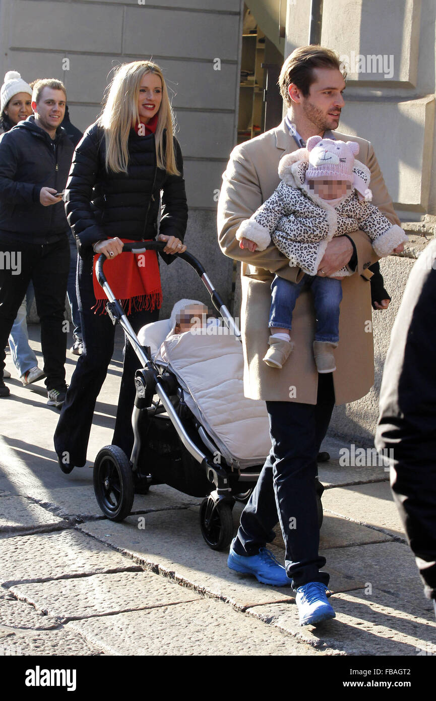 Michelle Hunziker, Tomaso Trussardi, and their daughters Sole and