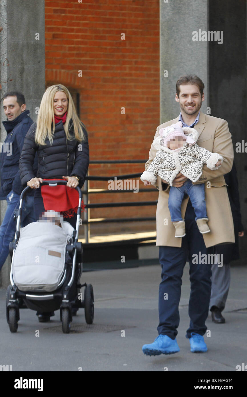 Michelle Hunziker, Tomaso Trussardi, and their daughters Sole and