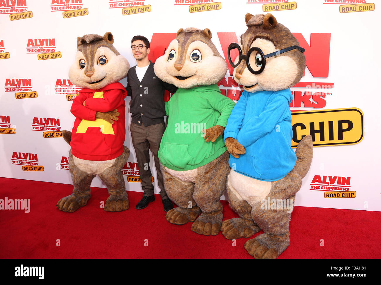 'Alvin and the Chipmunks: The Road Chip' premiere at the Darryl F. Zanuck Theatre  Featuring: Justin Long Where: Los Angeles, California, United States When: 12 Dec 2015 Stock Photo