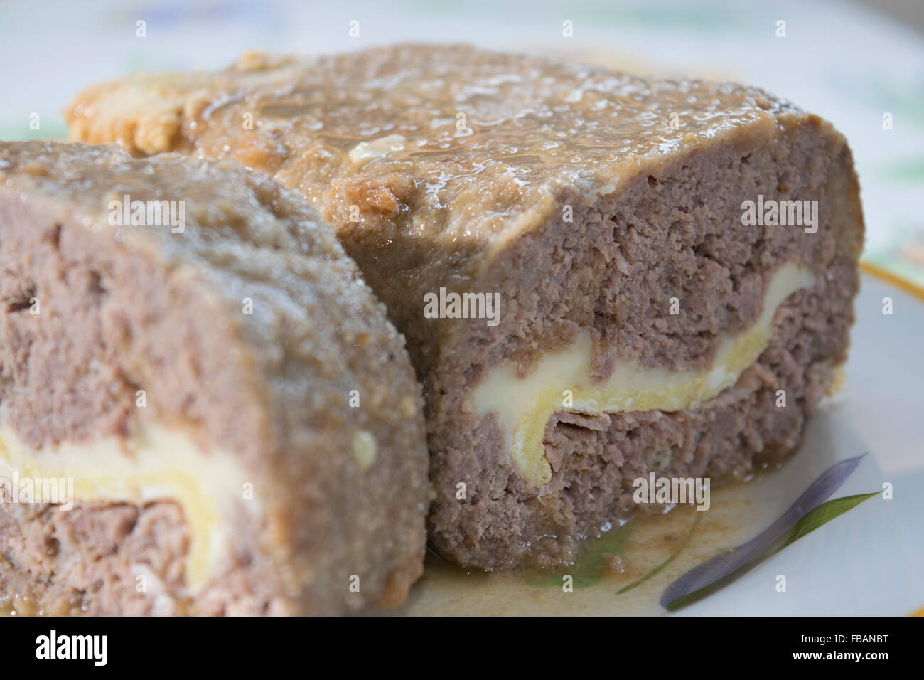 meatloaf stuffed with steak ham and mozzarella cheese Stock Photo Alamy