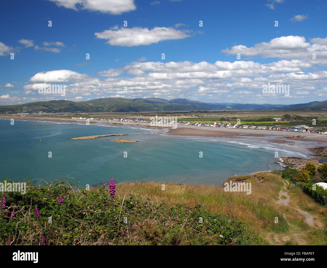 View from cliff of Borth Ceredigion Stock Photo