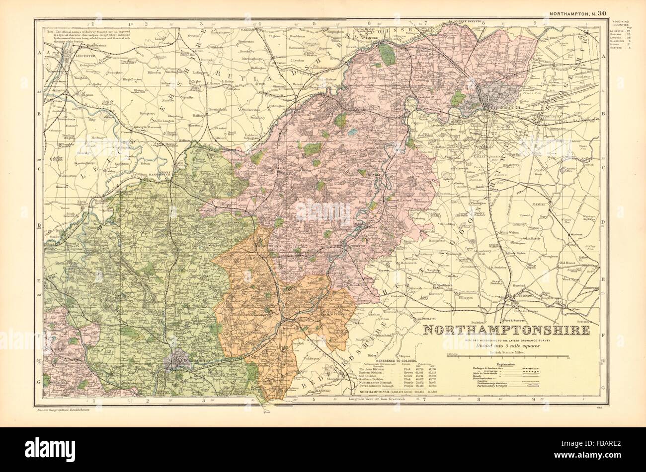 NORTHAMPTONSHIRE (NORTH). Constituencies, boroughs & parks. BACON, 1904