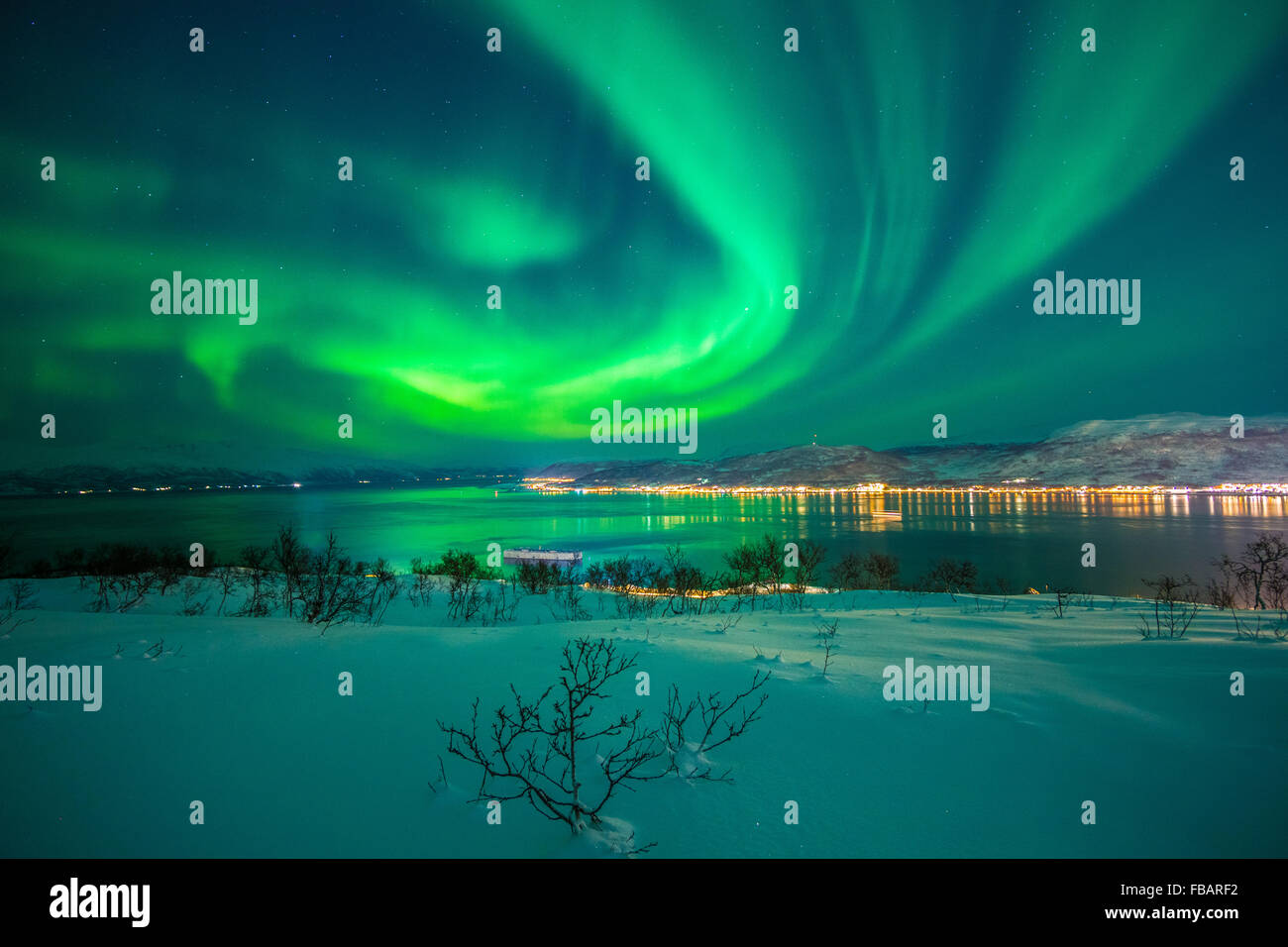 Aurora Borealis over Tromso, Northern Norway Stock Photo - Alamy