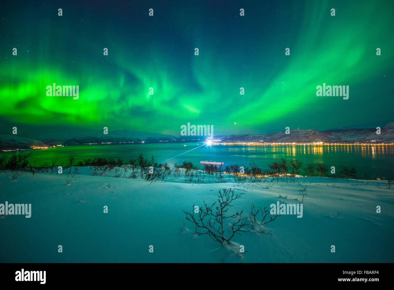 Aurora Borealis over Tromso, Northern Norway Stock Photo - Alamy