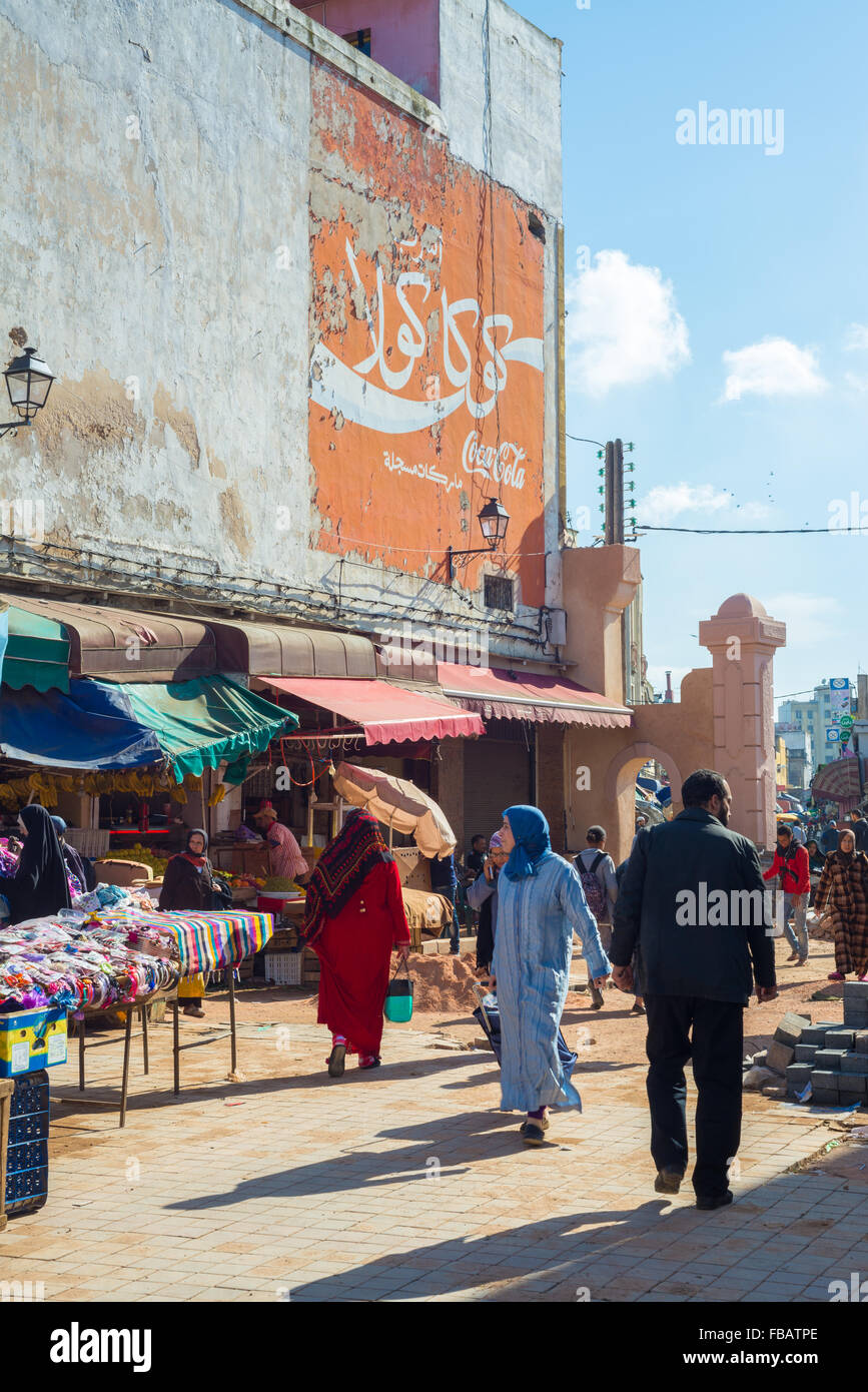 Arab Coca Cola sign at The Old Medina of Casablanca, Morocco Stock Photo