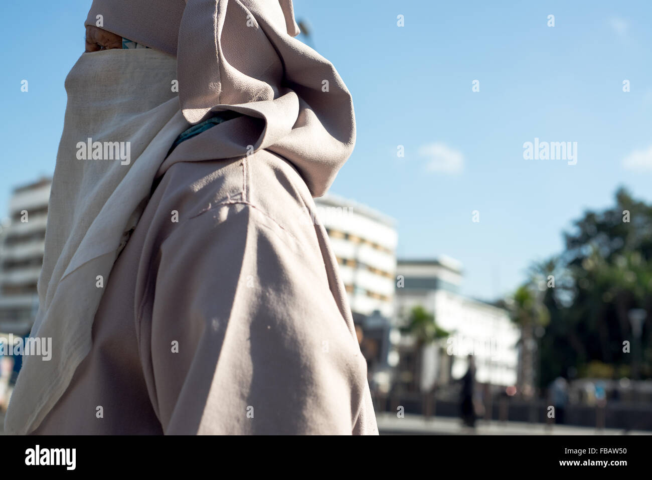 Muslim woman walking in Casablanca, Morocco. Stock Photo