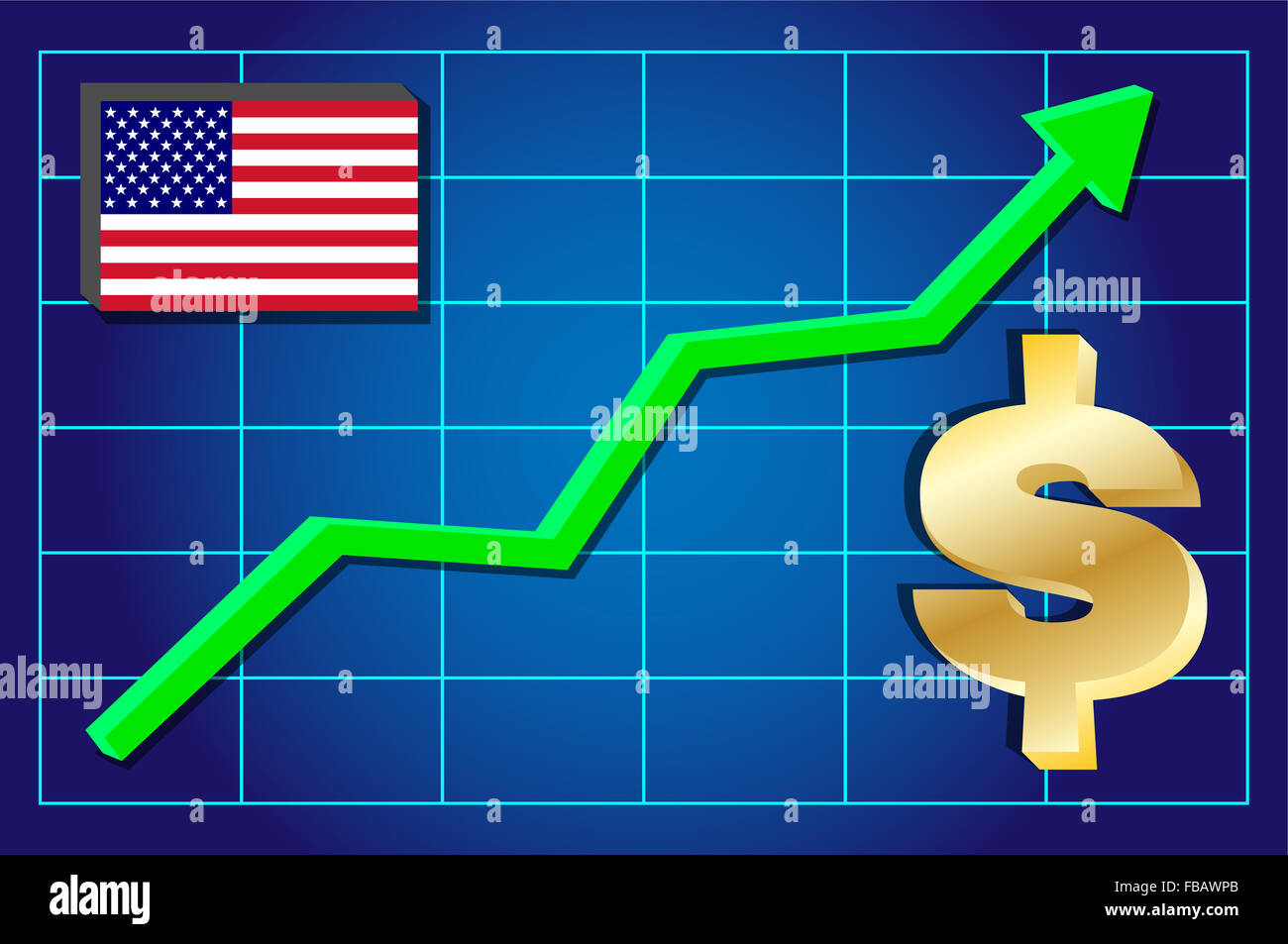 Dollar - exchange rate growing on the chart. Stock Photo