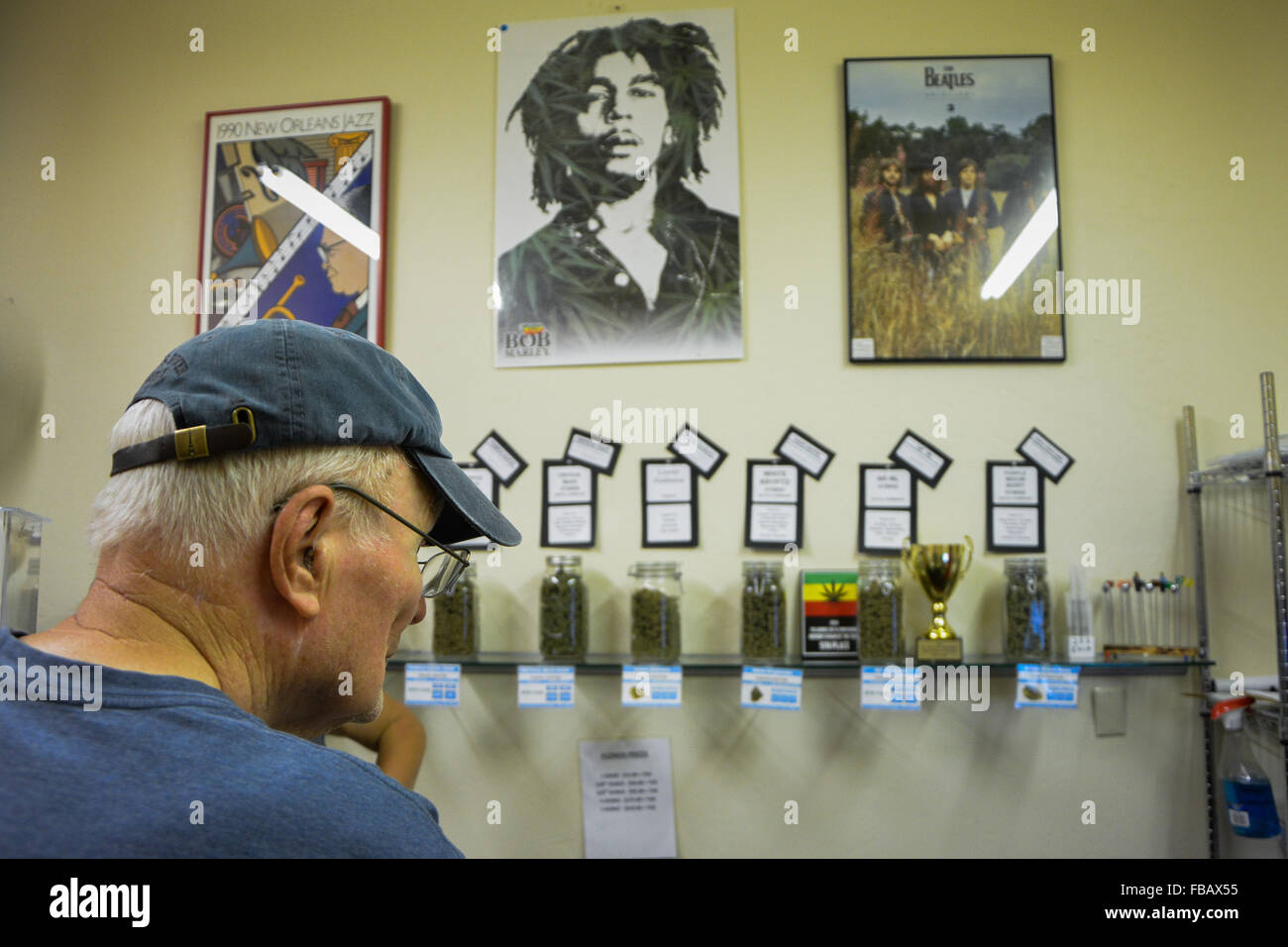 Buying Legal Marijuana in a shop in Mancos Colorado USA Stock Photo
