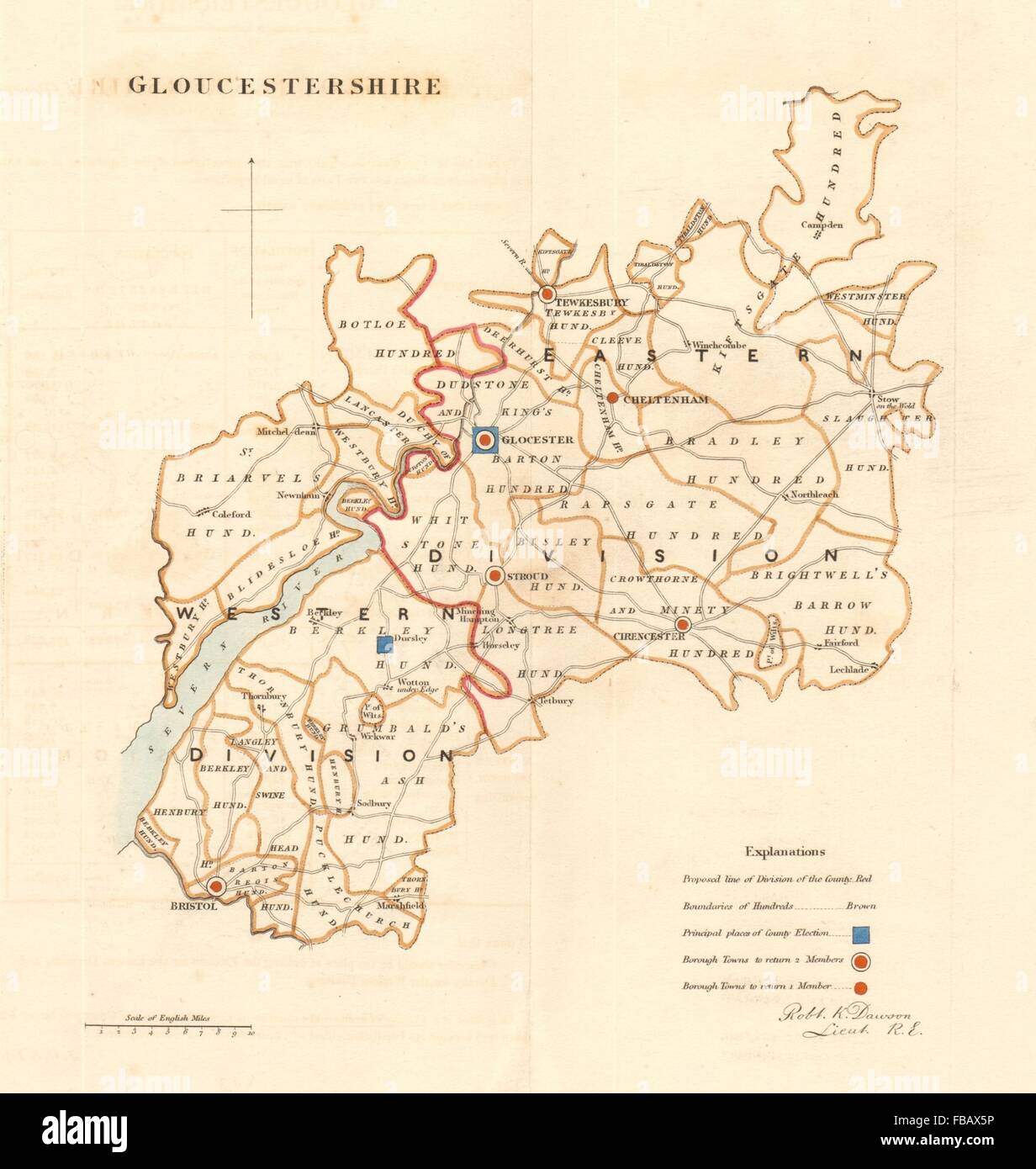Gloucestershire county map. Divisions boroughs electoral REFORM ACT