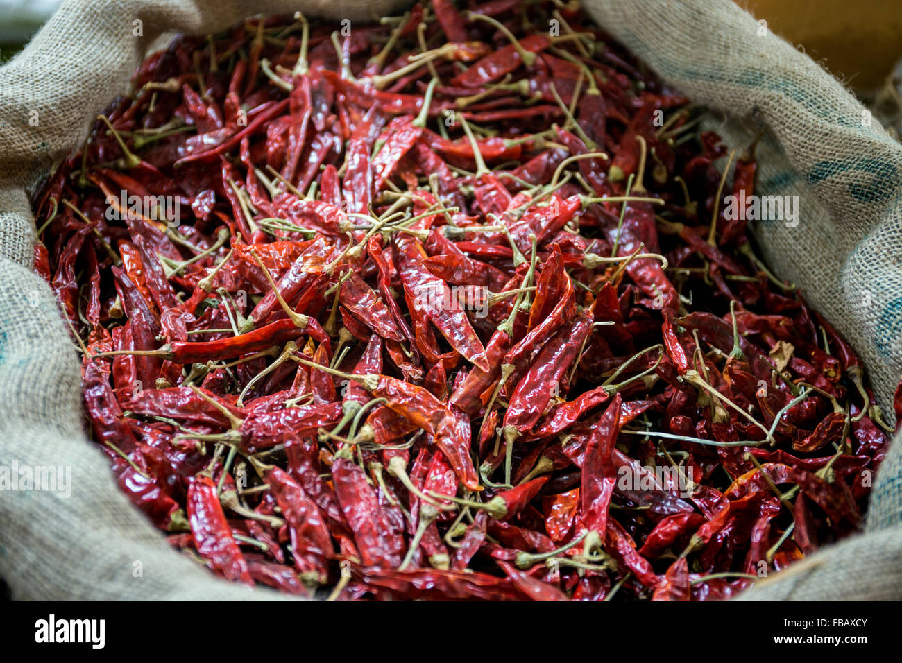 Dried Red Chili Peppers In A Sri Lankan Market, Nuwara Stock Photo - Alamy