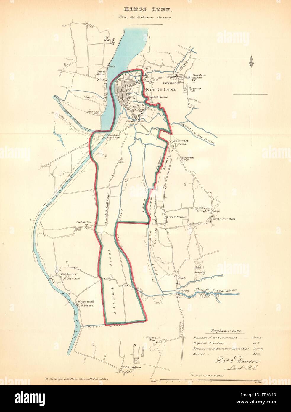 KING'S LYNN borough/town plan. REFORM ACT. Gaywood. Norfolk. DAWSON