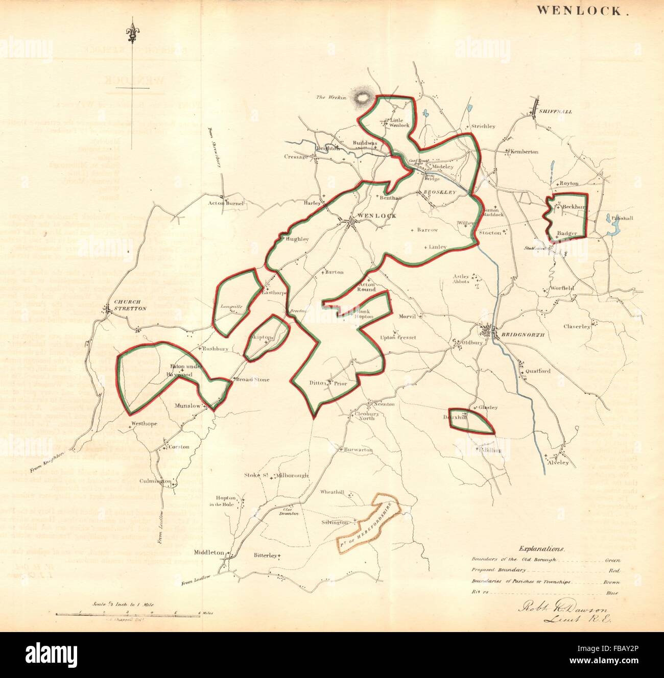 MUCH WENLOCK borough/town plan. REFORM ACT. Shropshire. DAWSON, 1832