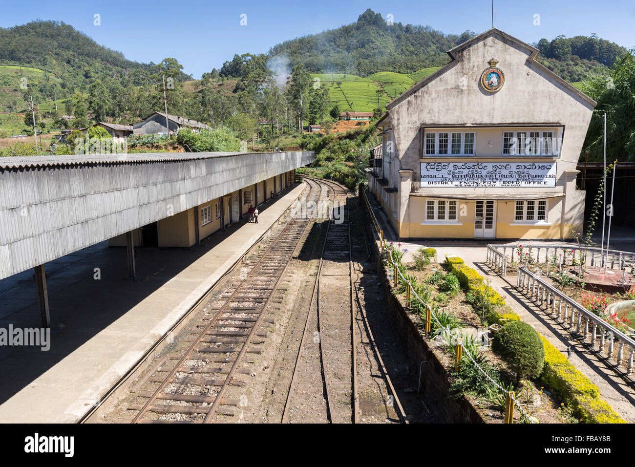 Sri Lanka, Central Province, Nuwaraelyia District, Nanu Oya, Railway station Stock Photo