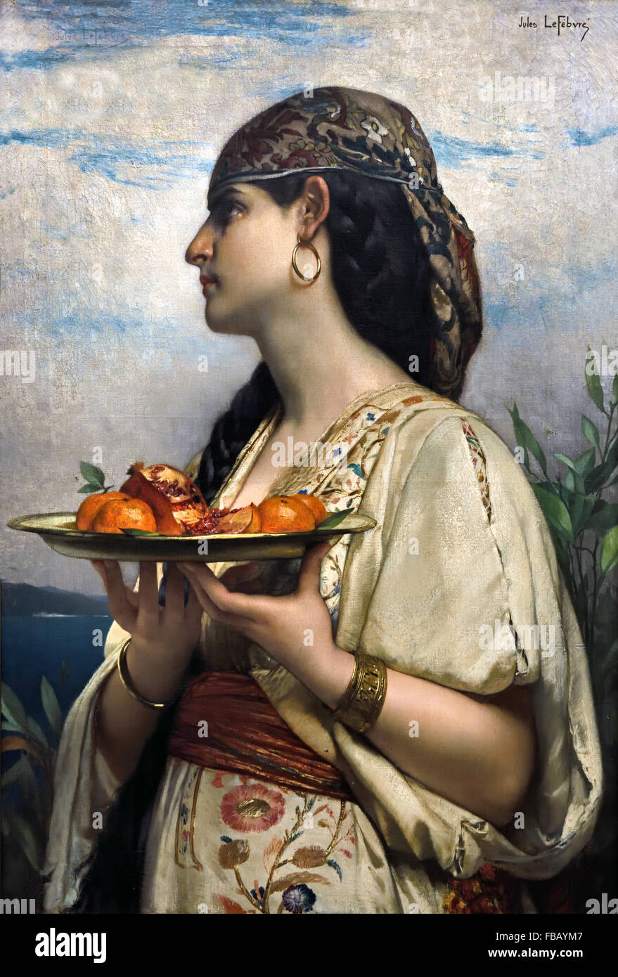 Female Slave with a plate of Fruit 1874 by Jules-Joseph Lefebvre French France 1836–1912 Paris Stock Photo