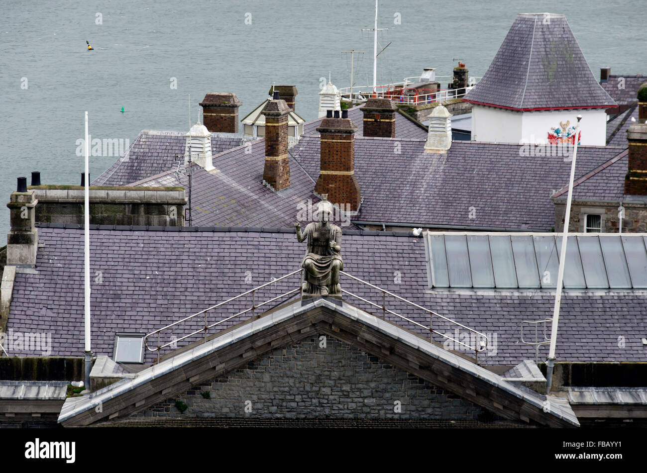 Statue of Britannia on the top of the town hall in Caernarfon in North Wales Stock Photo Alamy