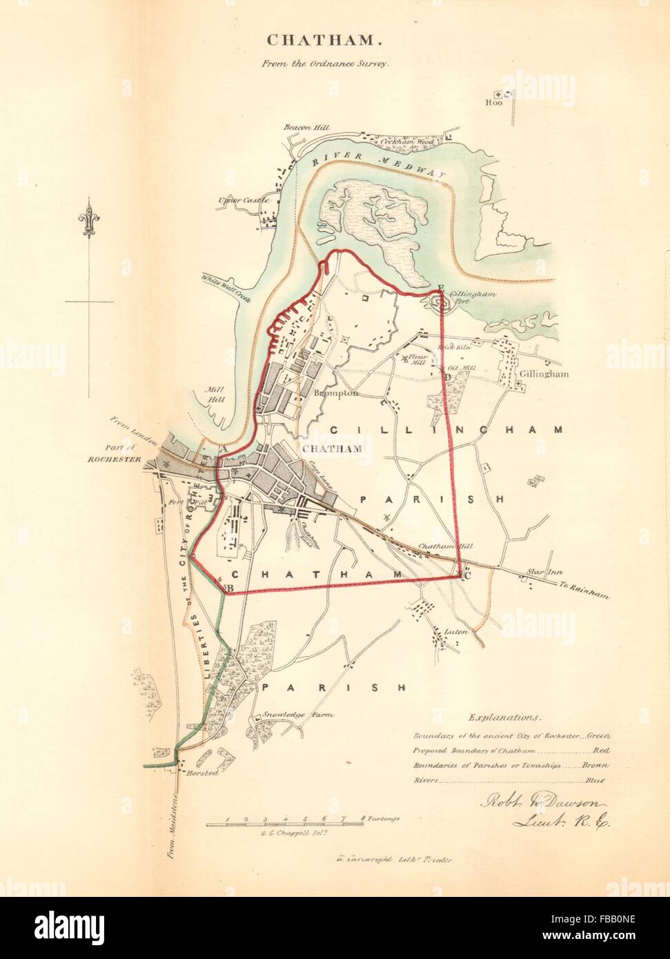 CHATHAM borough/town/dockyard plan. REFORM ACT. Rochester. Kent. DAWSON