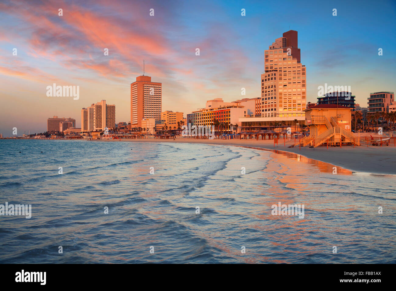 Tel Aviv. Image of Tel Aviv, Israel during sunset. Stock Photo