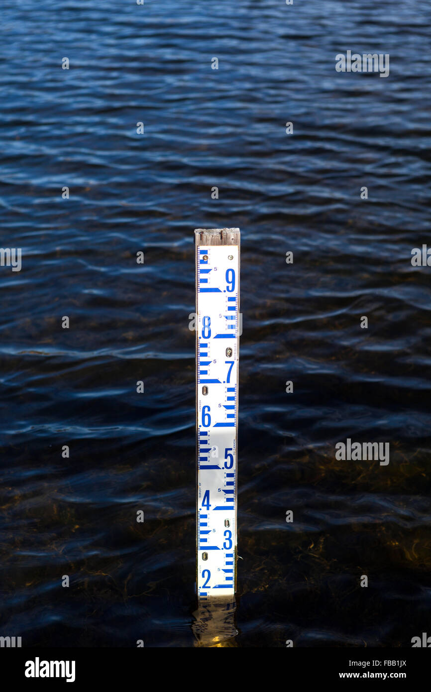 water level gauge pole, river level gauge pole Stock Photo