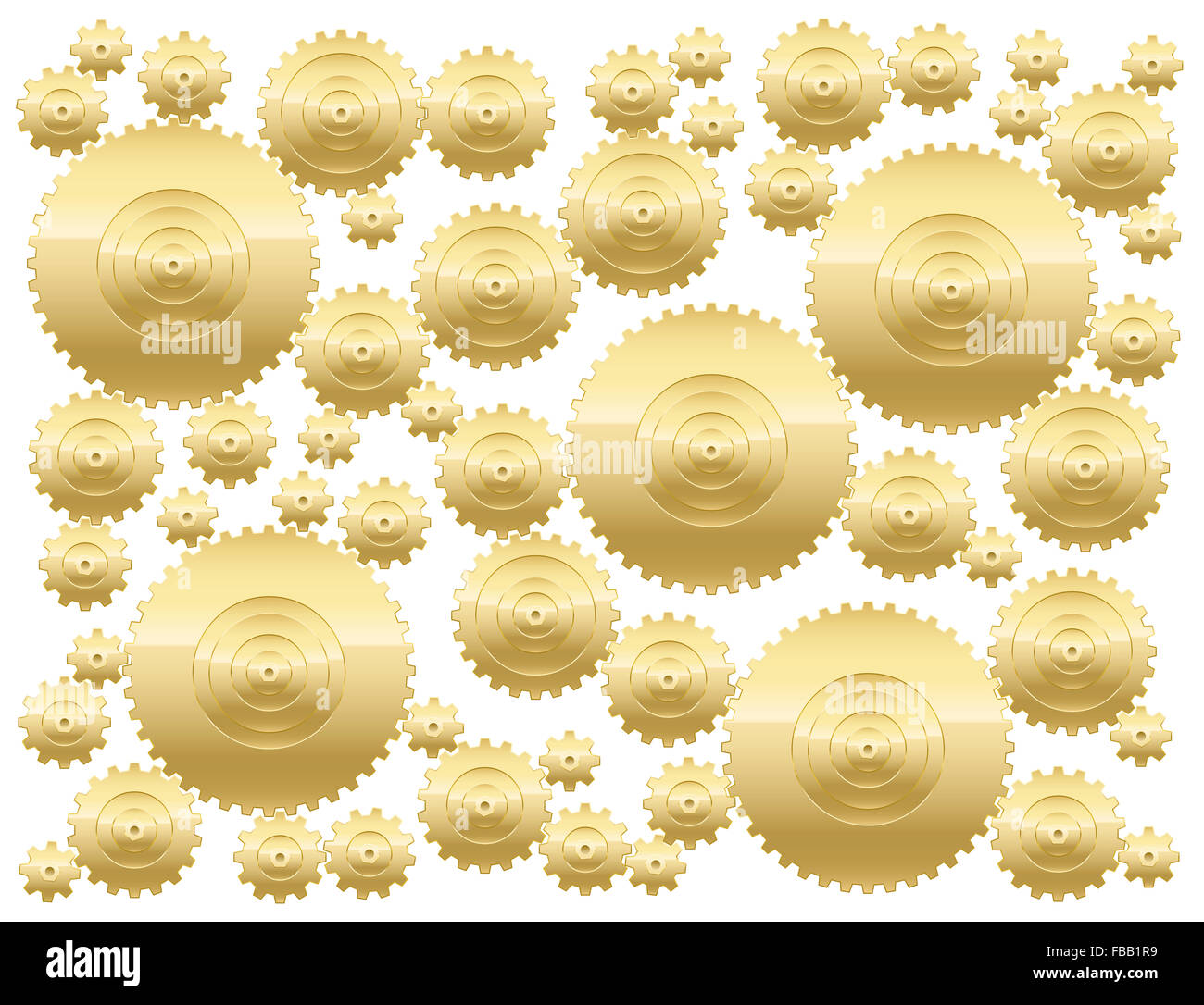 Cogs - golden gear wheels - illustration on white background. Stock Photo