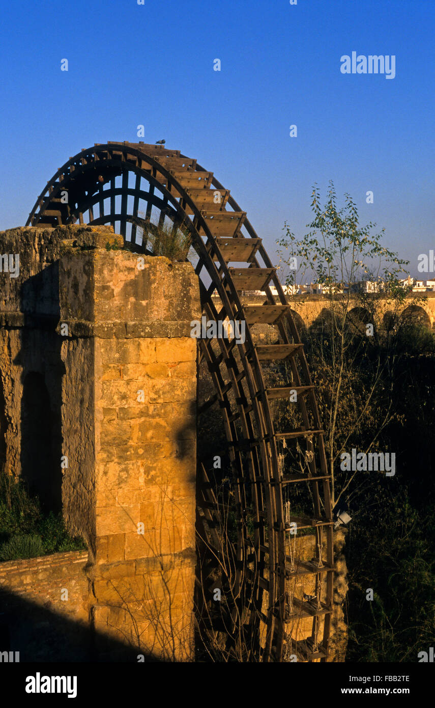 Cordoba.Andalusia. Spain: Albolafia water mill, in Guadalquivir river Stock Photo