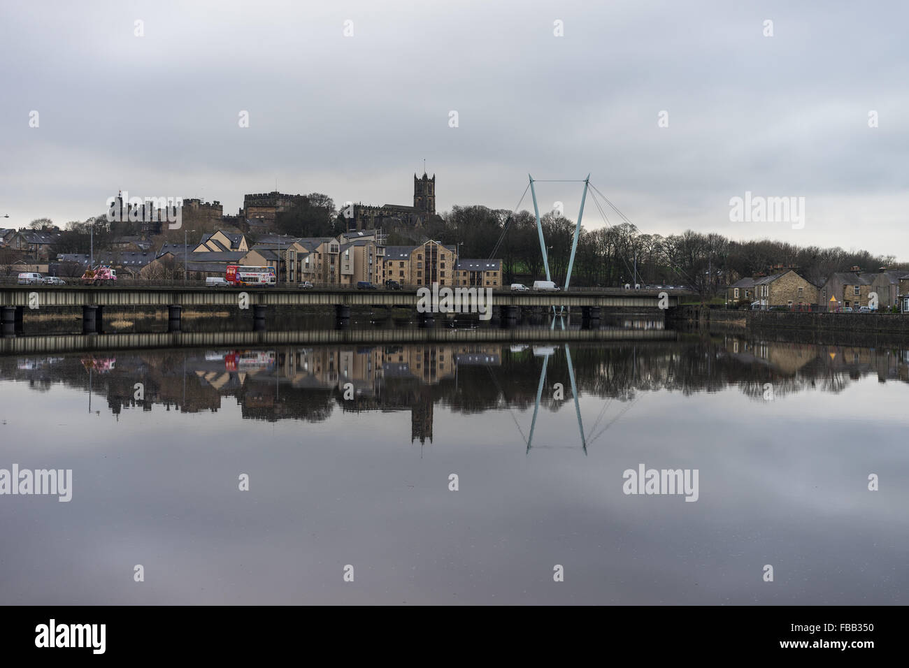 Shots from a walk along the River Lune in winter, high tide made for great reflections and mood. Stock Photo
