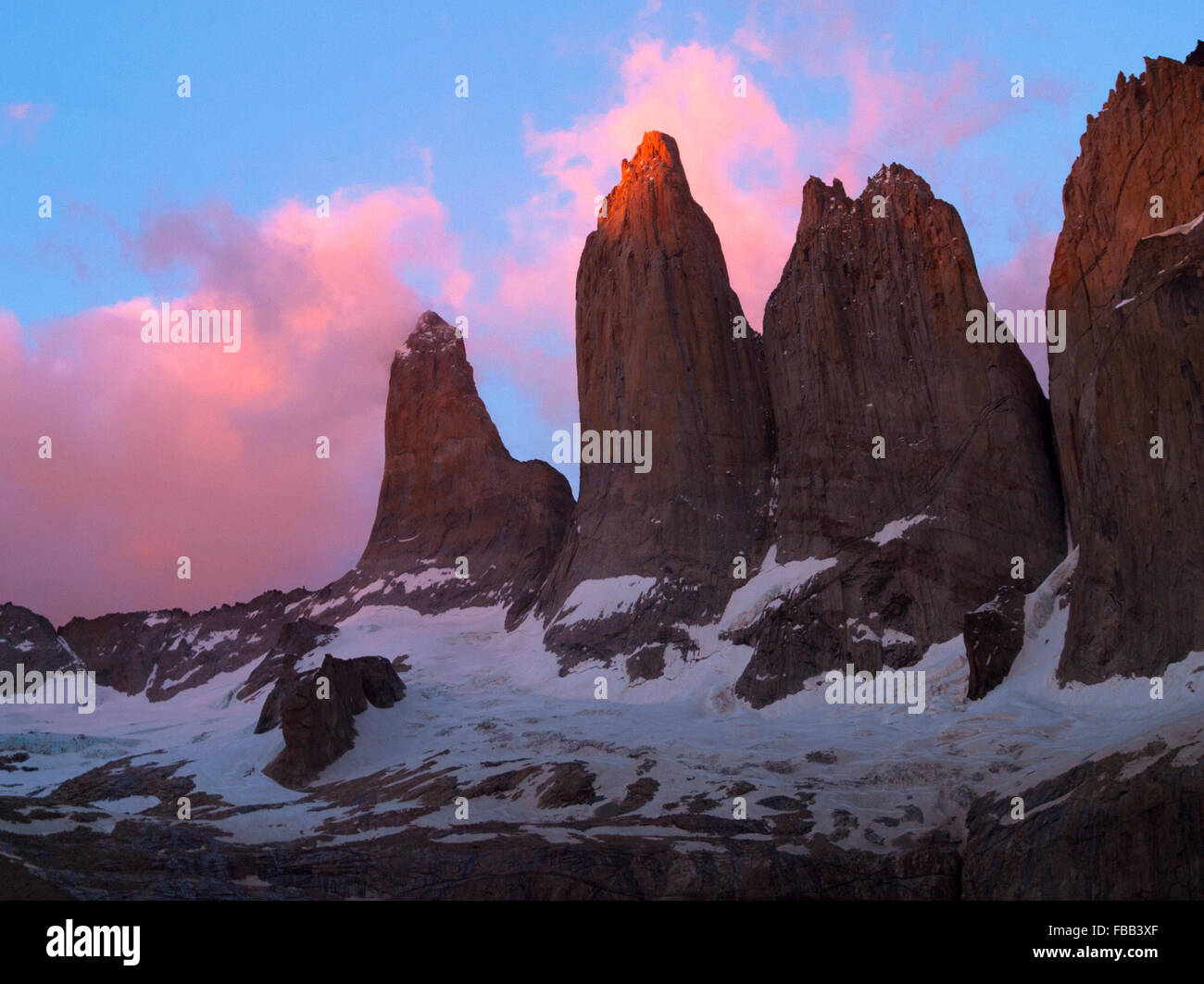 las torres del paine sunrise, patagonia Stock Photo