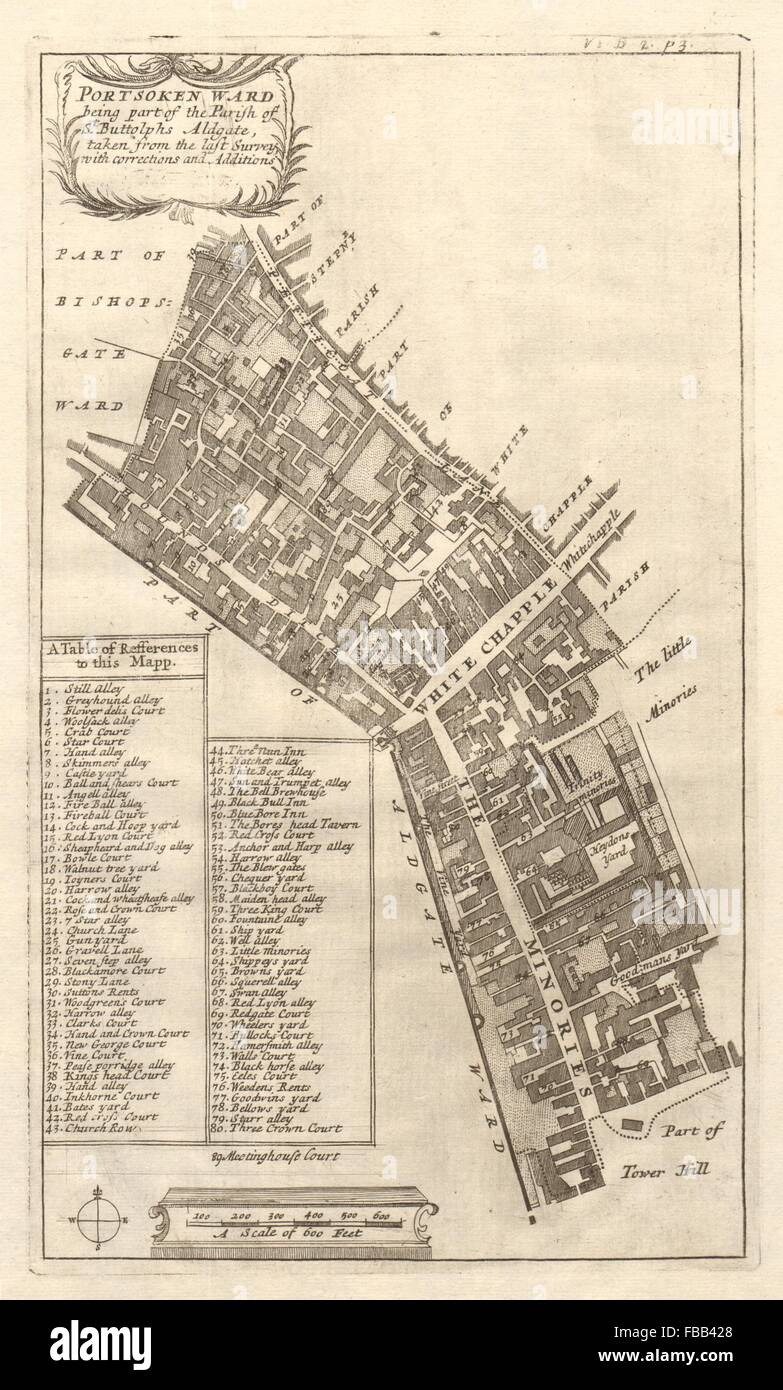 Petticoat Lane London Map Portsoken Ward'. Minories Petticoat Lane. City Of London. Stow/Strype, 1720  Map Stock Photo - Alamy