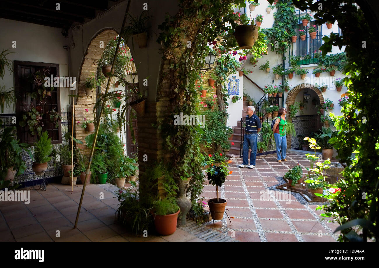 Cordoba.Andalusia. Spain: Typical courtyard, in 43 Agustín Moreno street Stock Photo