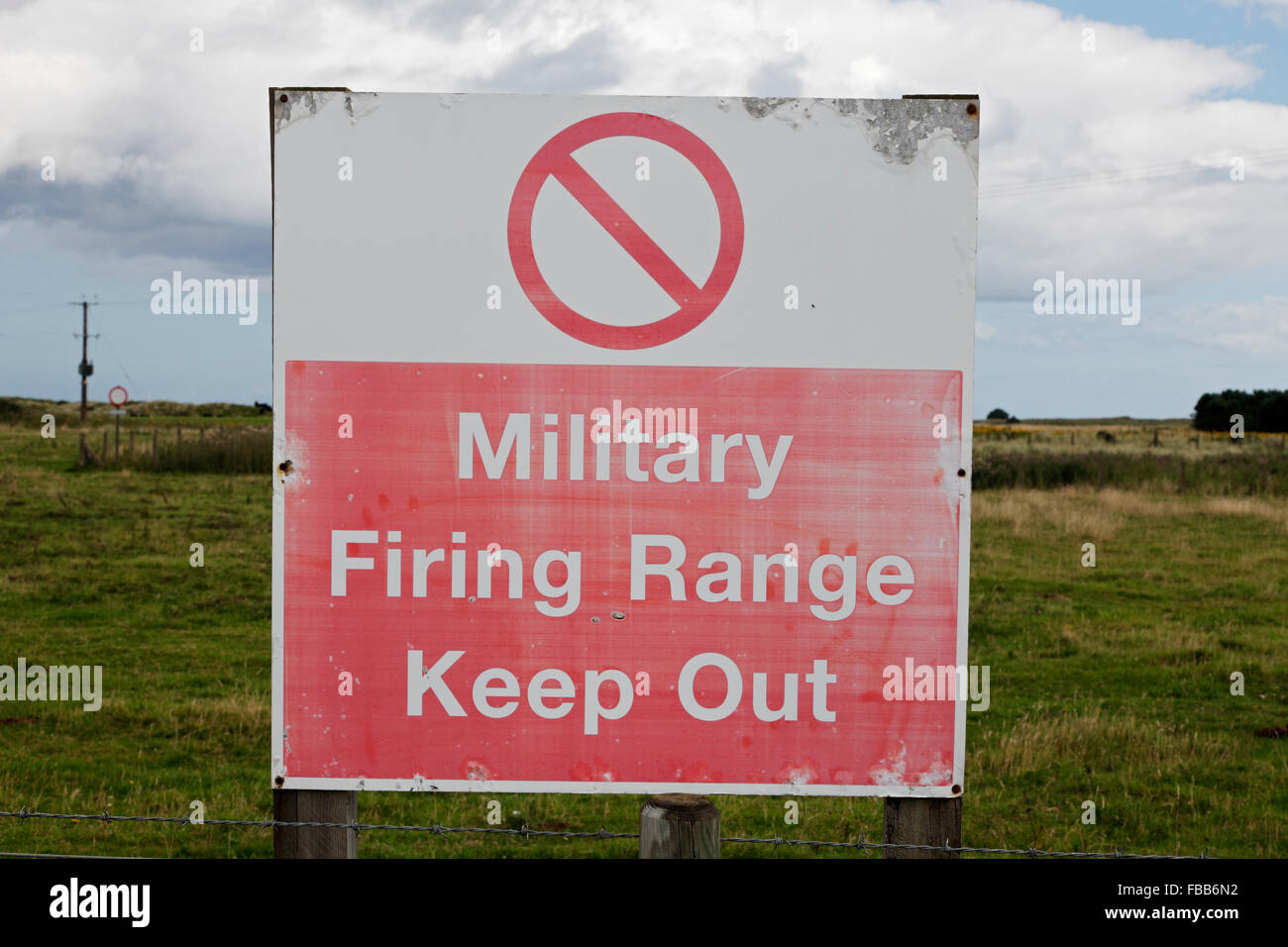 'Military Firing Range Keep Out ' sign Stock Photo