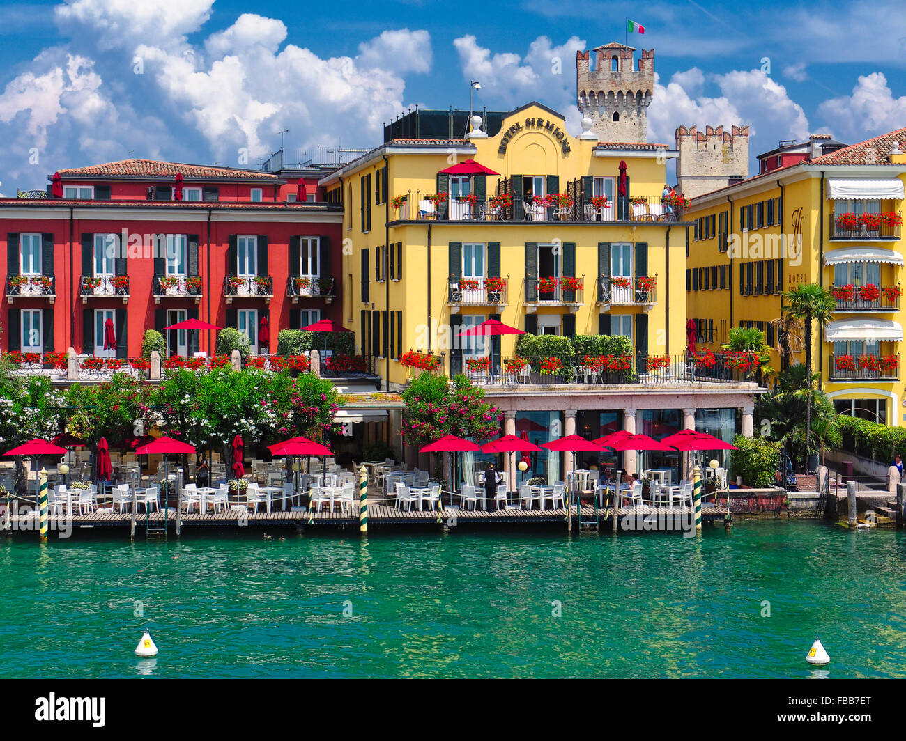 High Angle View Of The Hotel Sirmione At A Waterfront Sirmione Lake 