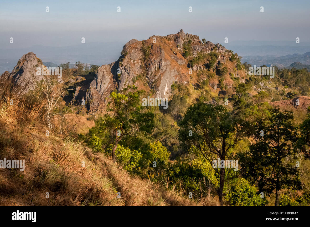 Limestone hills in Fatumnasi village, South Central Timor, East Nusa Tenggara, Indonesia. Stock Photo