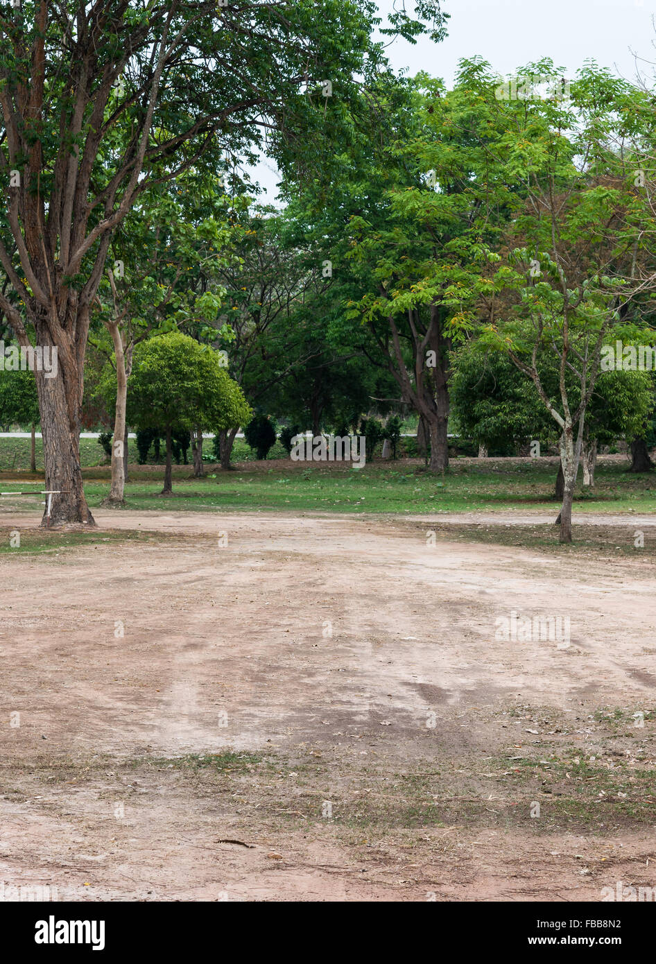 Laterite parking ground in the rural temple of Thailand. Stock Photo