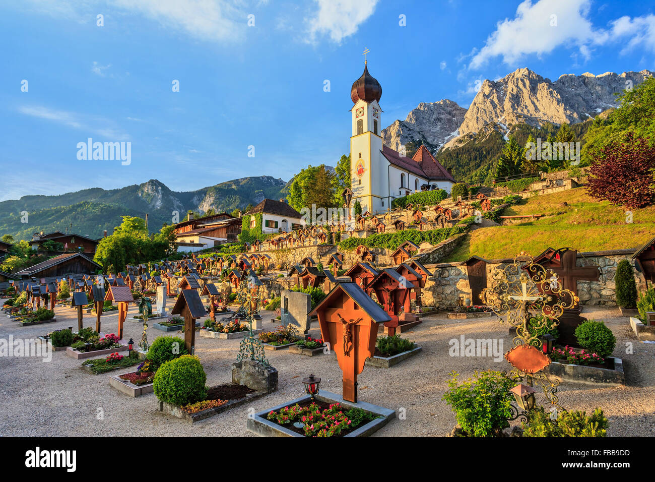 Landscape at Grainau village and Zugspitze top of Germany Stock Photo Alamy