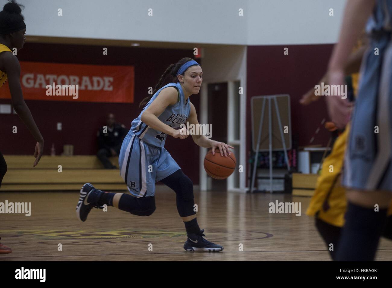Florida, USA. 13th Jan, 2016. Zack Wittman | Times.Isabella Moreno attempts to dribble past defenders during Berkeley Preparatory's game at Brooks Debartolo Collegiate High School on Wednesday evening, January 13, 2015 in Tampa. © Tampa Bay Times/ZUMA Wire/Alamy Live News Stock Photo