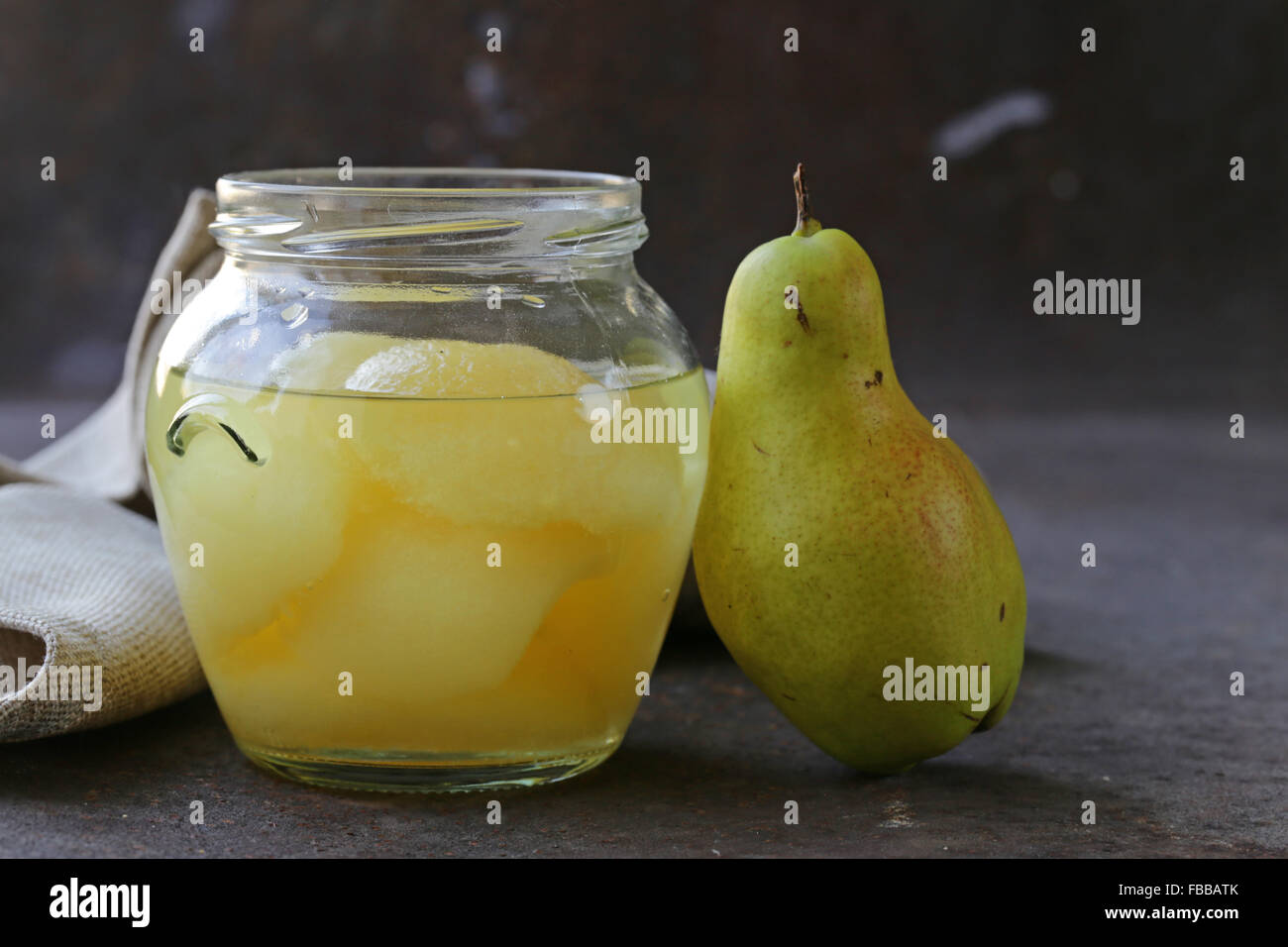 canned yellow pears, natural organic dessert Stock Photo Alamy