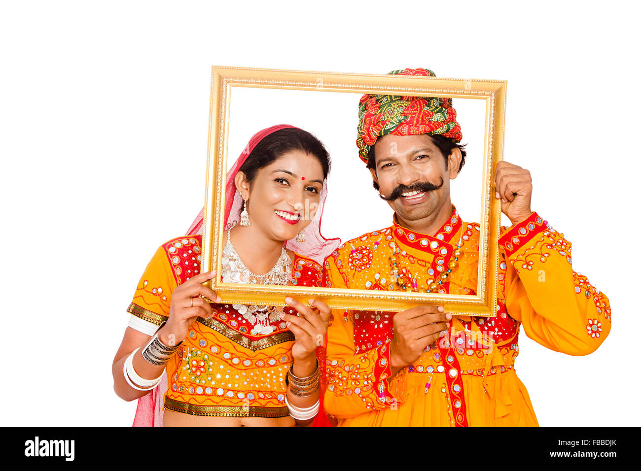 2 indian Rural Gujrati Married Couple Frame Picture showing Stock Photo