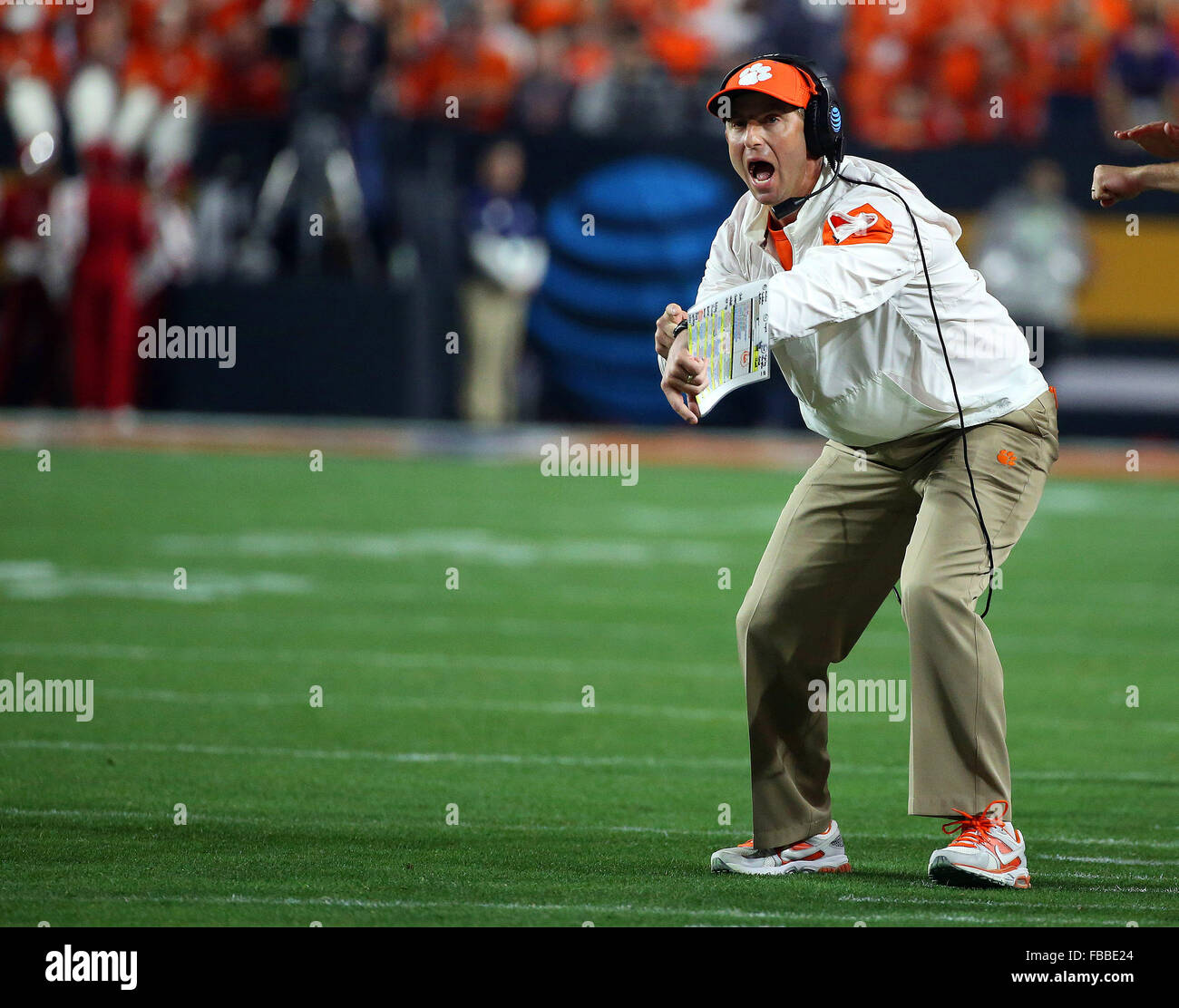 January 11, 2016 Head Coach Dabo Swinney Of The Clemson Tigers Tries To ...