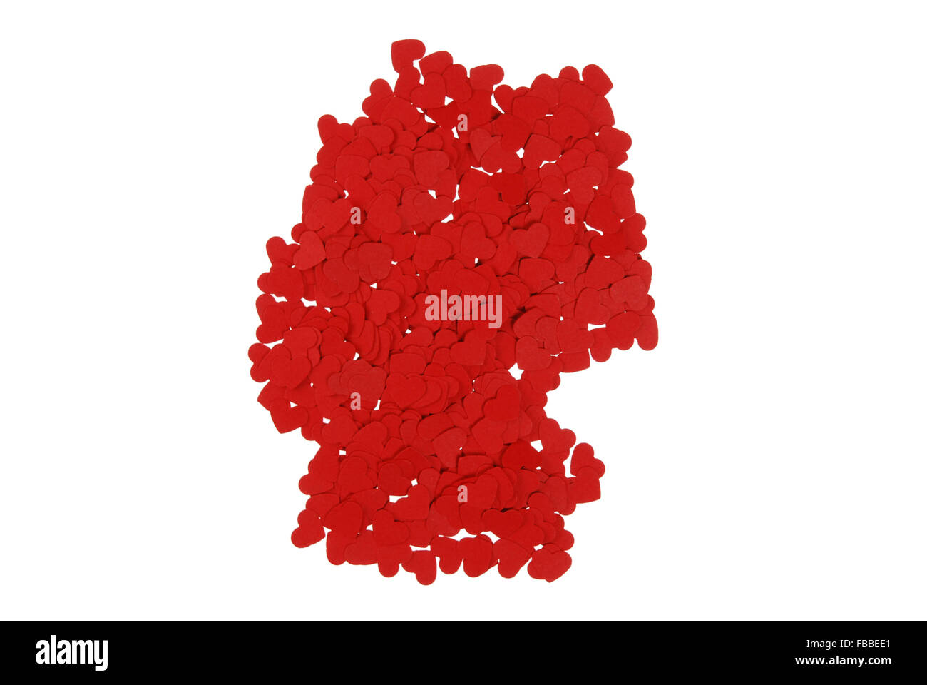 contour of the Germany built of small red hearts on a white background Stock Photo
