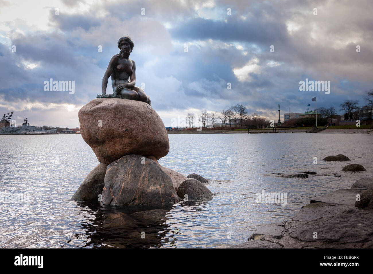The Little Mermaid Statue on the waterfront Copenhagen, Denmark Stock