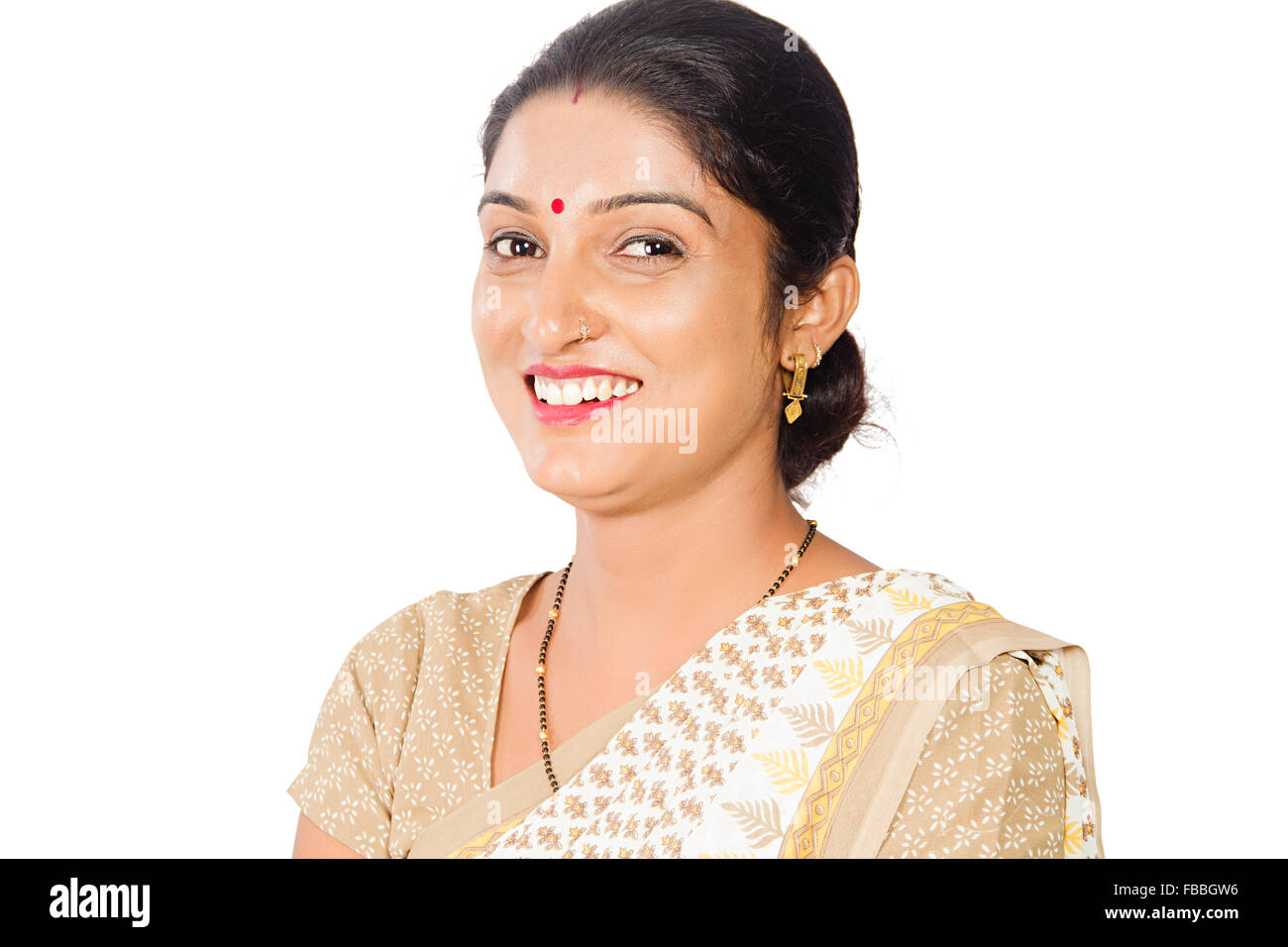 1 indian rural villager woman standing Stock Photo